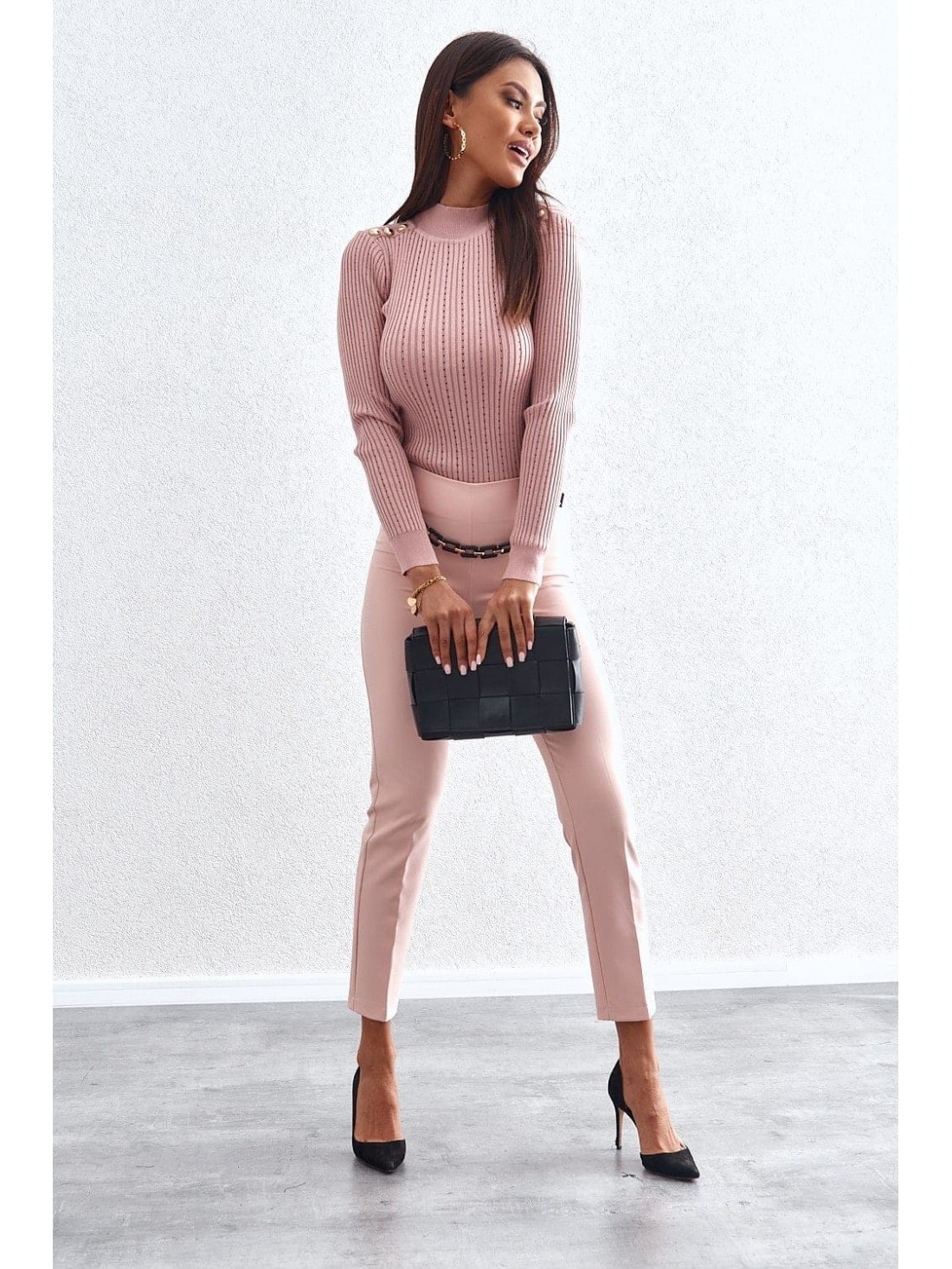 Elegant, powder-colored trousers 5015 - Online store - Boutique